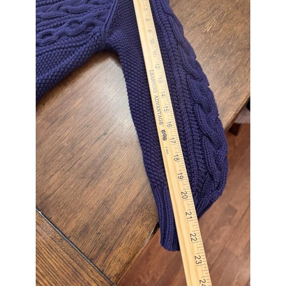 J.Crew Women's Fisherman Cable Knit Sweater Navy Blue Cotton L/S Sz S EUC - Picture 9 of 9